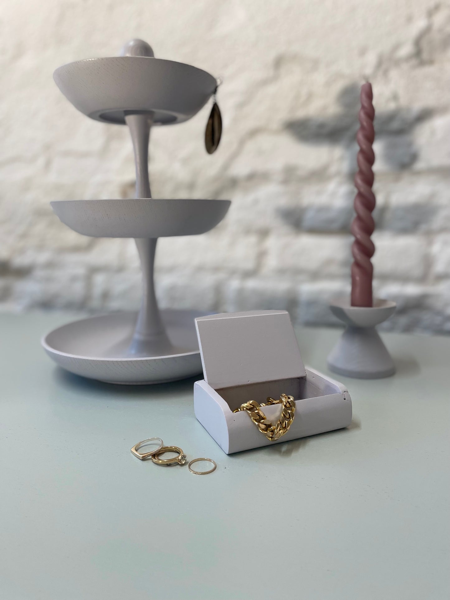 3er Set Wohnaccessoire Dekoration Etagere Schmuck Aufbewahrung Kerzenhalter