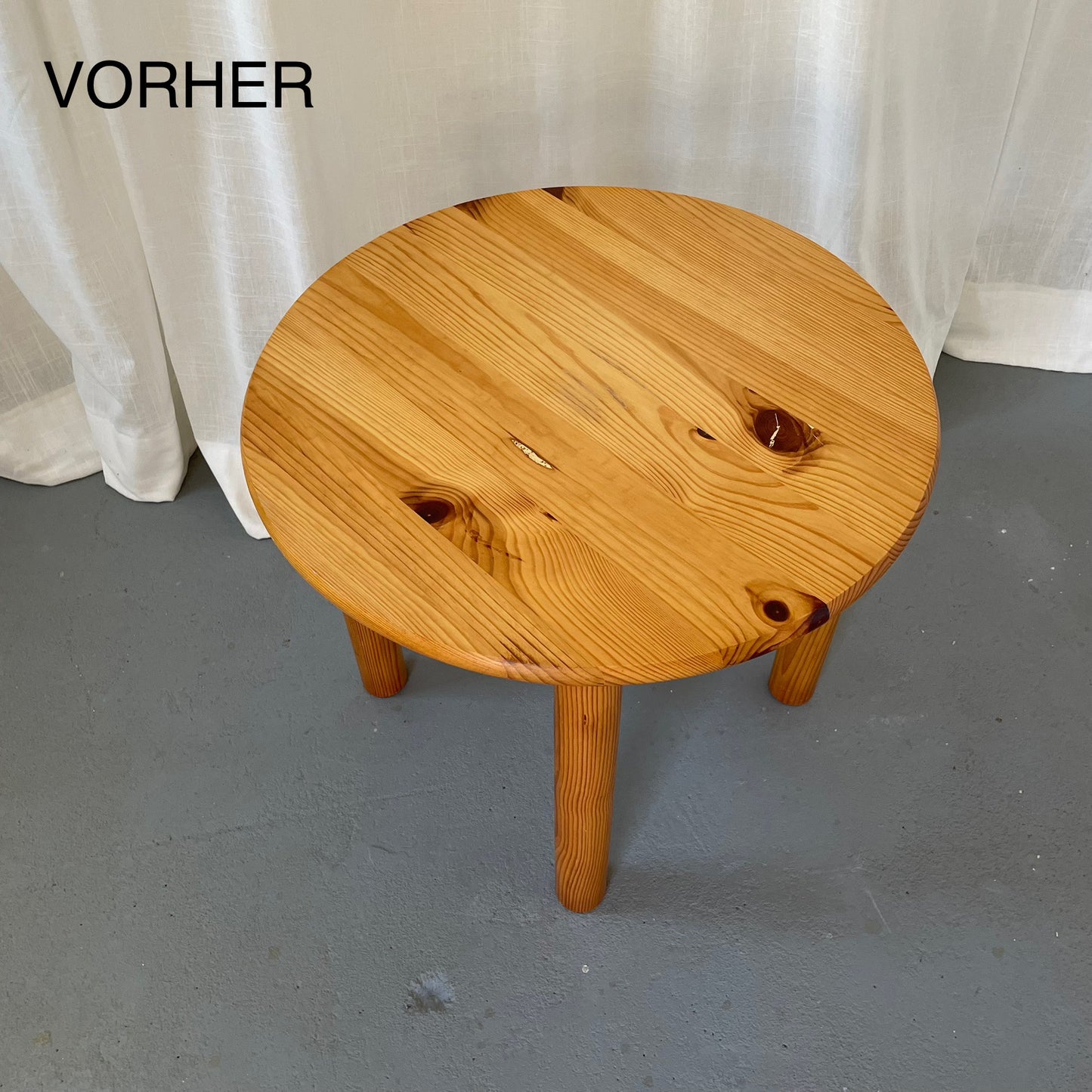 Runder Beistelltisch Dunkelrot | Massivholz Kiefer