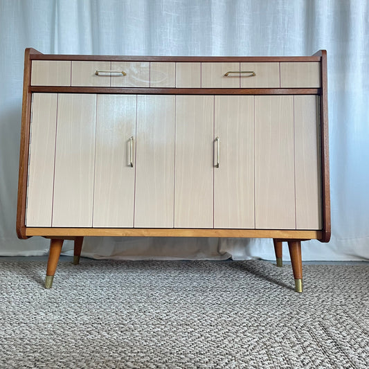 Vintage Schuhschrank mit Falttüren  | Holz & Messing