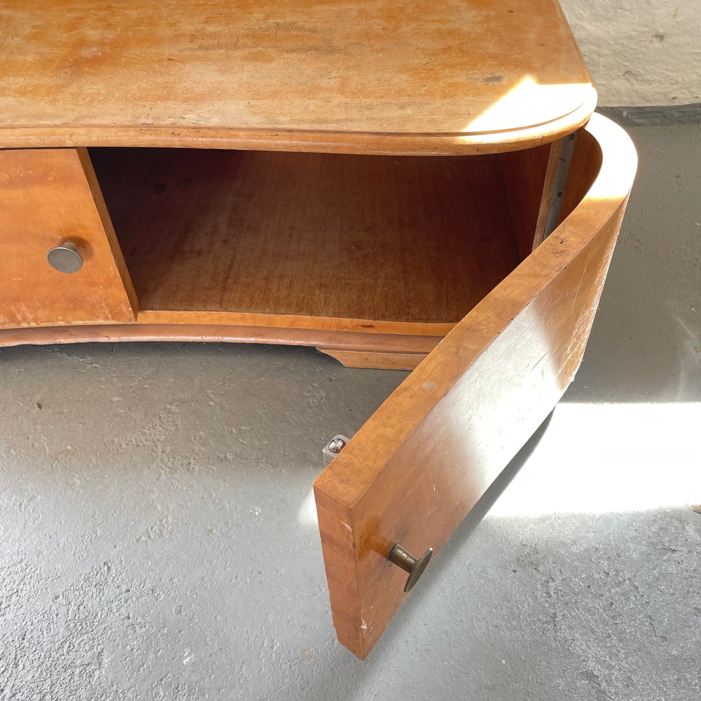 Standspiegel mit Sitzbank & Stauraum | Vintage Holzspiegel