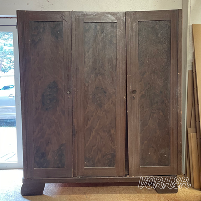 Kleiderschrank Wienergeflecht | Vintage Massivholz Schrank