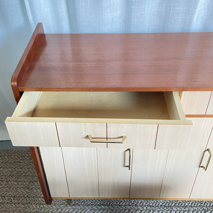 Vintage Schuhschrank mit Falttüren  | Holz & Messing