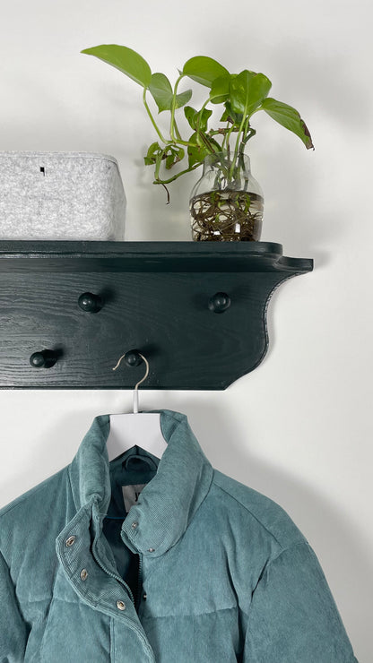 Garderobe mit Hutablage Schwarzgrün Wandgarderobe mit Holzhaken