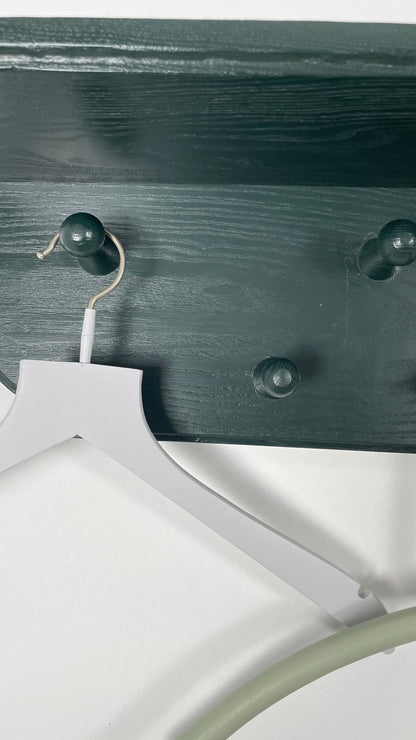 Garderobe mit Hutablage Schwarzgrün Wandgarderobe mit Holzhaken