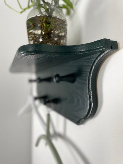 Garderobe mit Hutablage Schwarzgrün Wandgarderobe mit Holzhaken