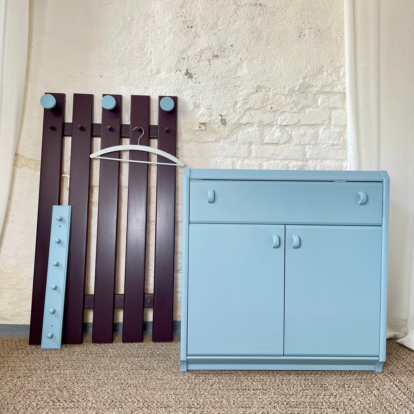 Garderobe Schlüsselbrett hellblau