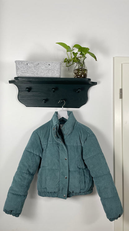 Garderobe mit Hutablage Schwarzgrün Wandgarderobe mit Holzhaken