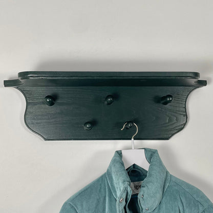 Garderobe mit Hutablage Schwarzgrün Wandgarderobe mit Holzhaken