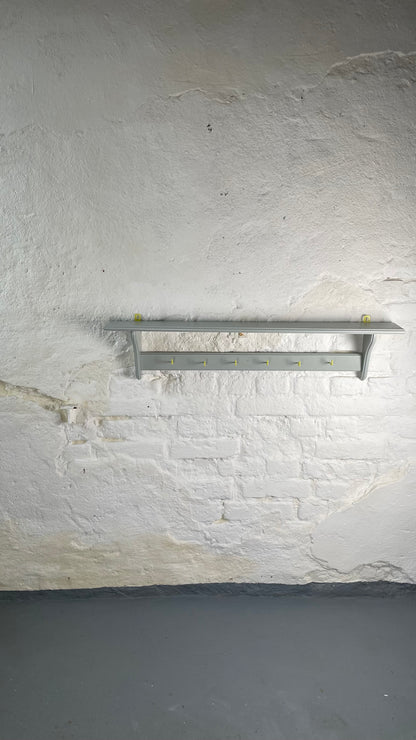 Garderobe mit Ablage Hellgrau Neongelb Wandgarderobe mit Hakenleiste