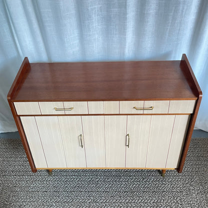 Vintage Schuhschrank mit Falttüren  | Holz & Messing