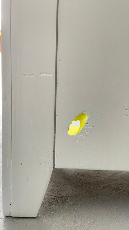Schränkchen Nachttisch Badschrank Schuhschrank hellgrau neongelb