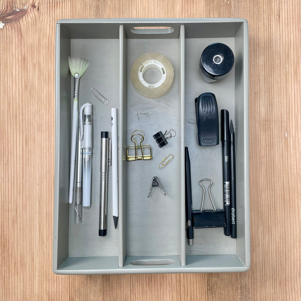 Stifteablage aus Holz Handaufgearbeiteter Secondhand Organizer